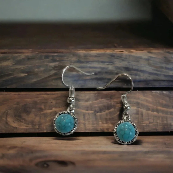 Turquoise Stone Boho Earrings - Picture 2 of 6